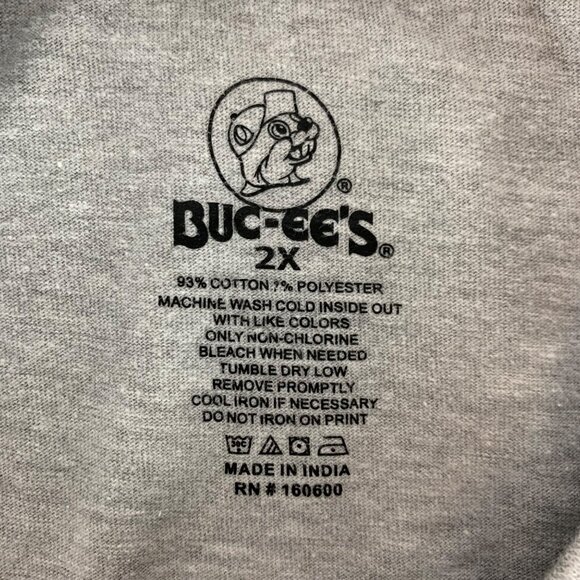 Buc-ees Gray Short Sleeve Crewneck Shirt Mens 2XL XXL - Picture 3 of 5